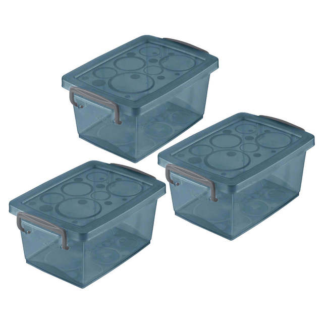 Kit 3 Mini Small Organizer Box with Lock 650 ml Grey Ordene - AliExpress